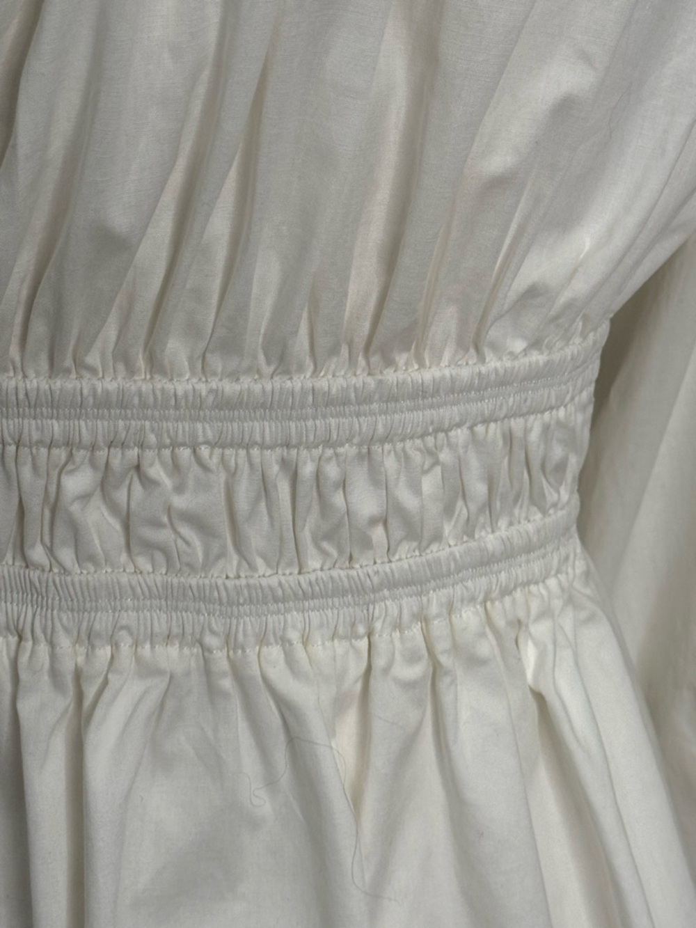 WAYF White Long Sleeve Mini Dress NWT Tie Front Elastic Waist XS - Picture 3 of 7